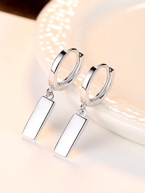 CCUI 925 Sterling Silver With Platinum Plated Simplistic Geometric Clip On Earrings 1