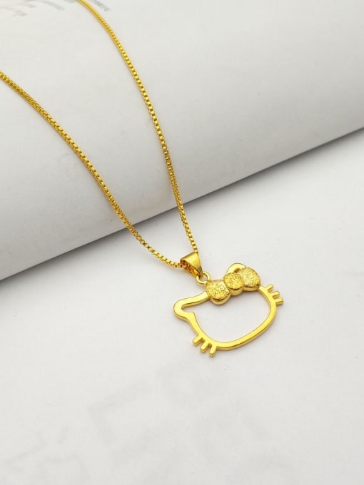 golden Women Cartoon Cat Shaped Necklace