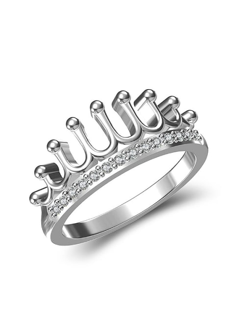 Platinum Fashion Crown Tiny Cubic Zirconias Copper Ring