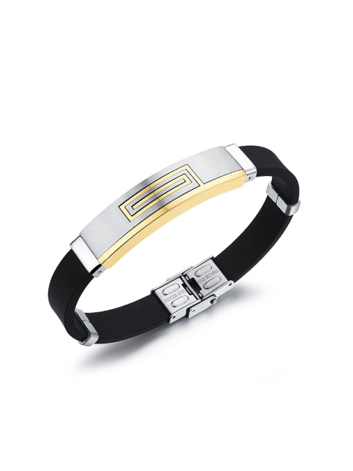 Gold Fashion Titanium Black Silicon Men Bracelet