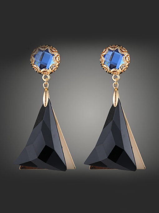 Blue Fashion Triangle Acrylic Cubic Crystal Alloy Stud Earrings