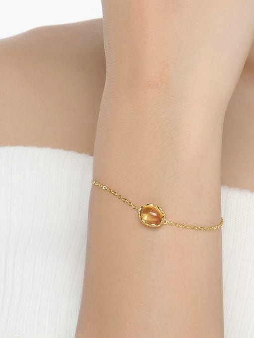 ZK Fashion Natural Small Round Yellow Crystal Simple Bracelet 1