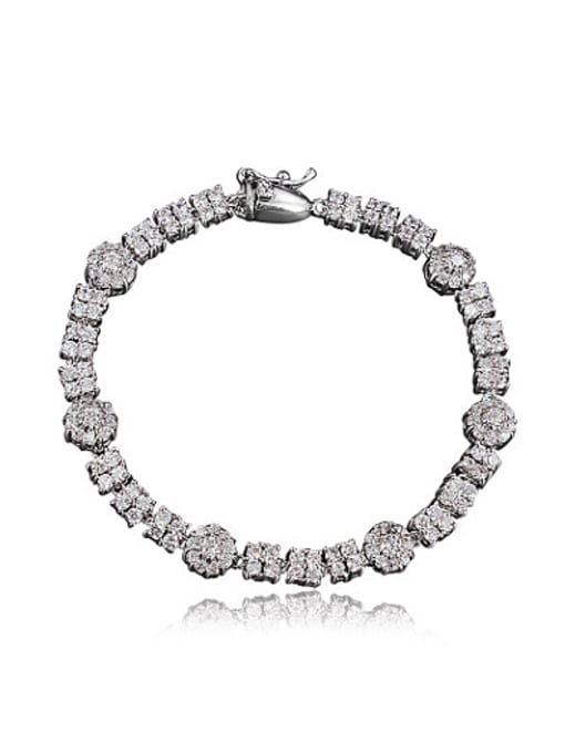 platinum All-match 18K White Gold Plated Geometric Zircon Bracelet
