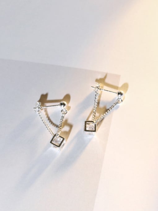 Peng Yuan Fashion Hollow Cube Zircon Earrings 0