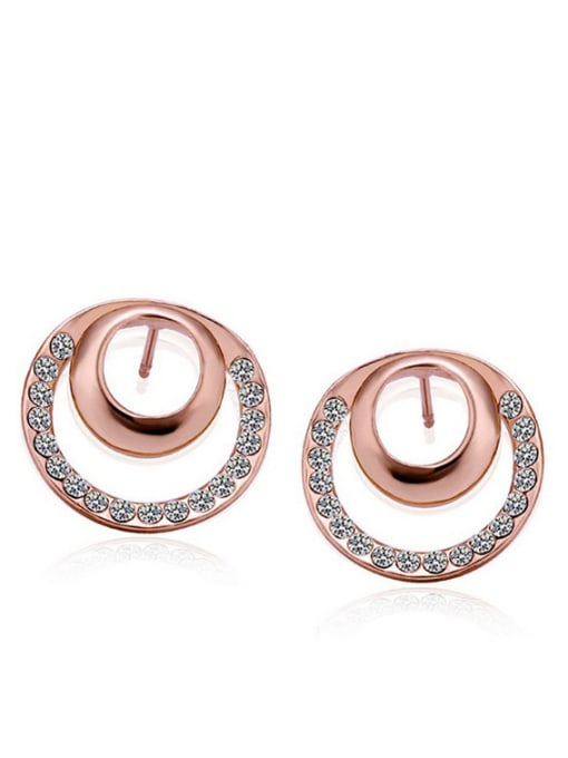 Ya Heng Double Rose Gold Plated Stud Earrings 0