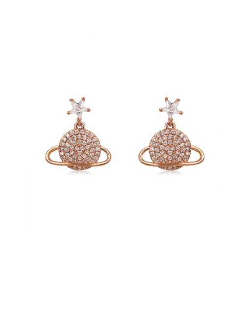 Mo Hai Copper With Cubic Zirconia Simplistic Round Stud Earrings 0