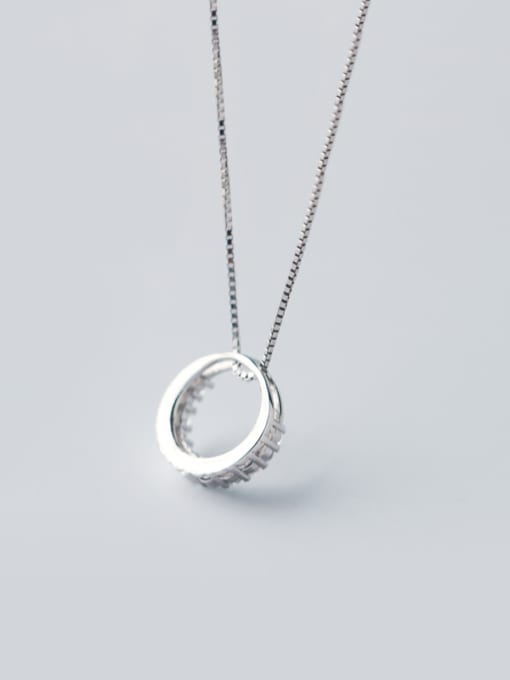 Rosh S925 Silver Simple Round Necklace With CZ 3