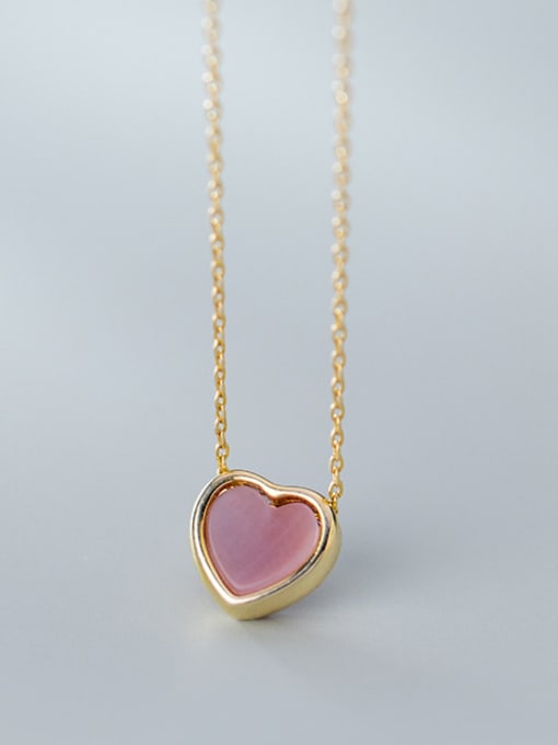 Rosh 925 Sterling Silver With Gold Plated Simplistic Heart Necklaces 3