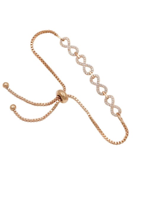 183 rose gold Copper With Cubic Zirconia Fashion Flower  adjustable Bracelets