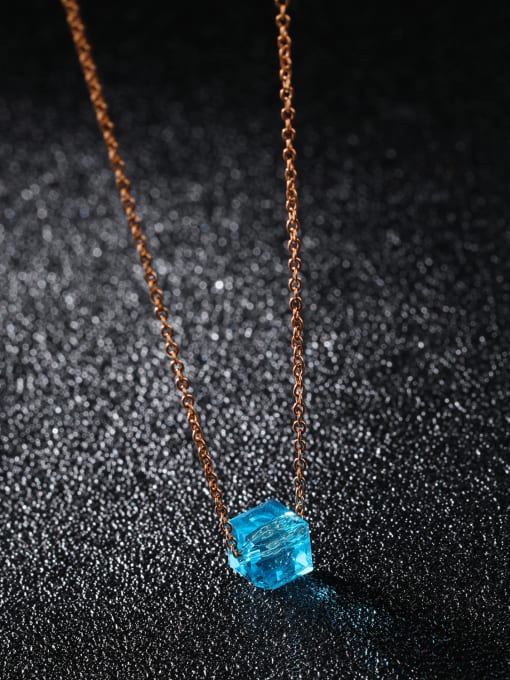 Open Sky Simple Clear Artificial Crystal Pendant Titanium Necklace 2