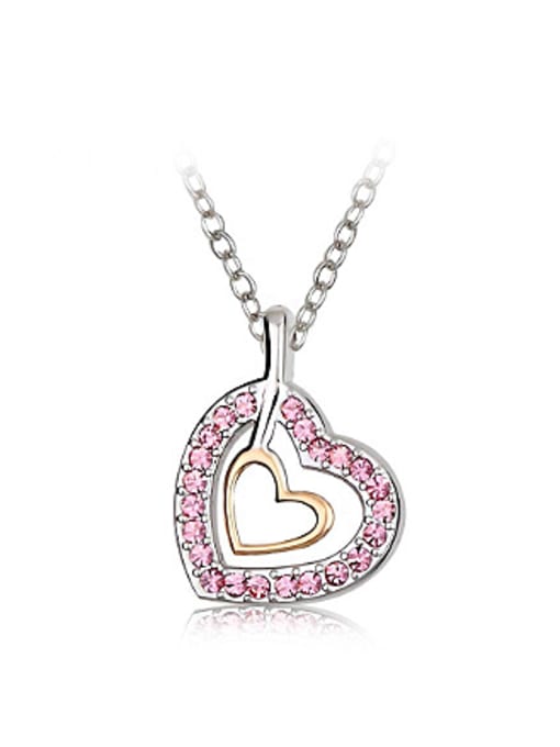 pink Fashion Austria Crystals Hollow Heart shaped Necklace