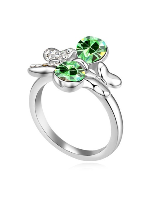 green Simple Cubic austrian Crystals Butterfly Alloy Ring