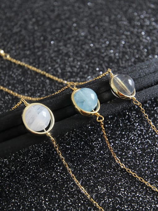 DAKA S925 Pure Silver Moonstone sea blue jewel Thin Bracelet 0