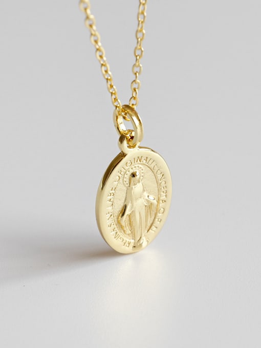 DAKA 925 Sterling Silver With 18k Gold Plated Vintage Virgin Mary tag Oval Necklaces 2