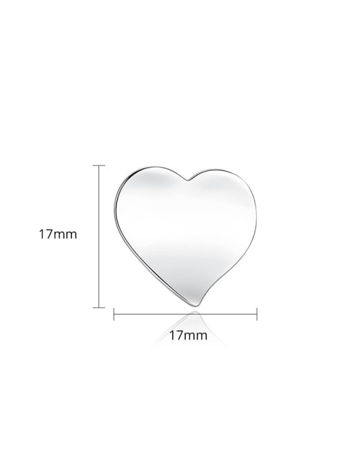 BLING SU Copper With Glossy  Simplistic Heart Stud Earrings 4
