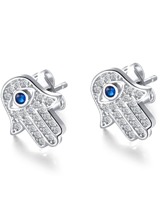 Open Sky Stainless Steel With Gold Plated Personality Evil Eye Stud Earrings 2