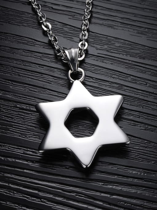 Open Sky Fashion Hollow Six-pointed Star Titanium Necklace 1