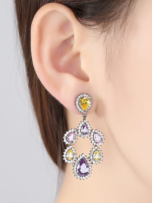 BLING SU Copper inlaid AAA zircon fashion color-zirconium Earrings 1