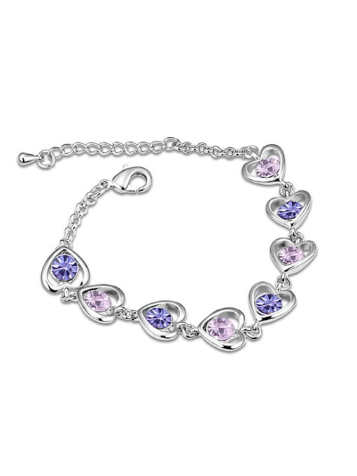 QIANZI Fashion Oval austrian Crystals Heart Alloy Bracelet