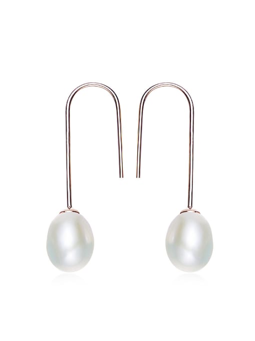 White Fashion Little Water Drop Freshwater Pearl 925 Silver Earrings