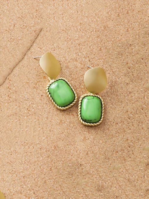 B green Alloy With Platinum Plated Simplistic Geometric Drop Earrings