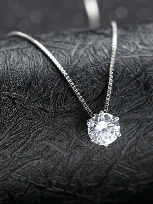 kwan Simple Korean Style Shining Zircon Silver Necklace 1