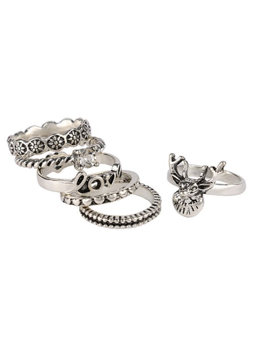 Gujin Retro style Personalized Antique Silver Plated Alloy Ring Set 2