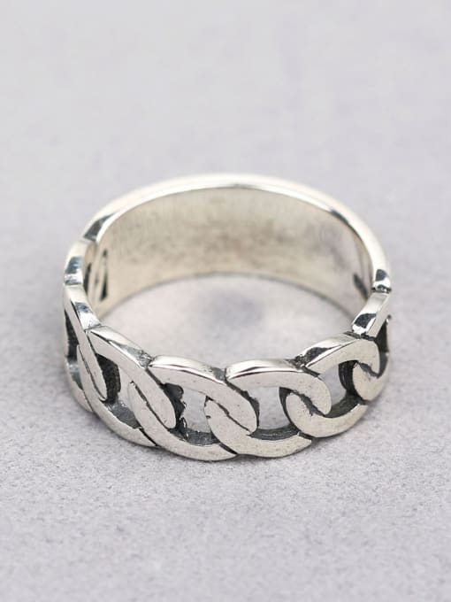 Peng Yuan Personalized Silver Letter Chain Ring 0