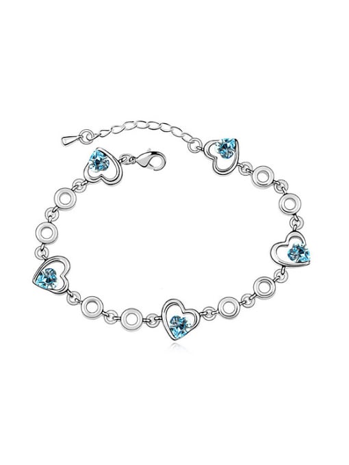QIANZI Simple Heart austrian Crystals Alloy Bracelet 4