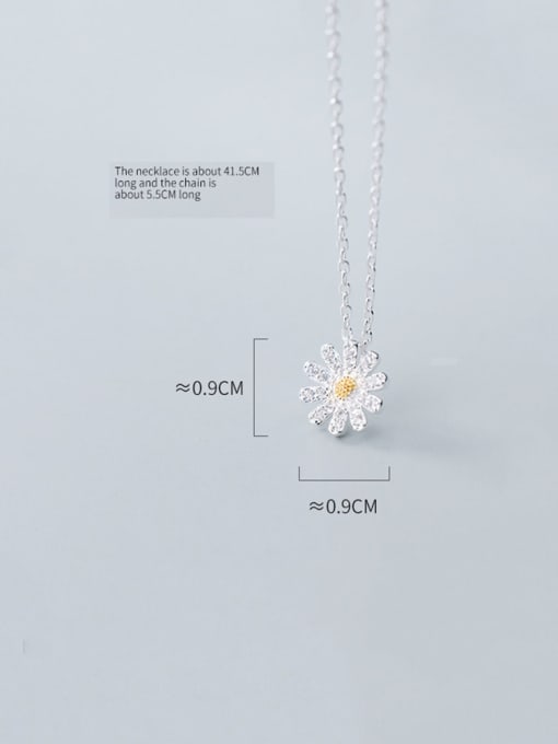 Rosh S925 Silver  With Platinum Plated Simplistic Flower Necklaces 2