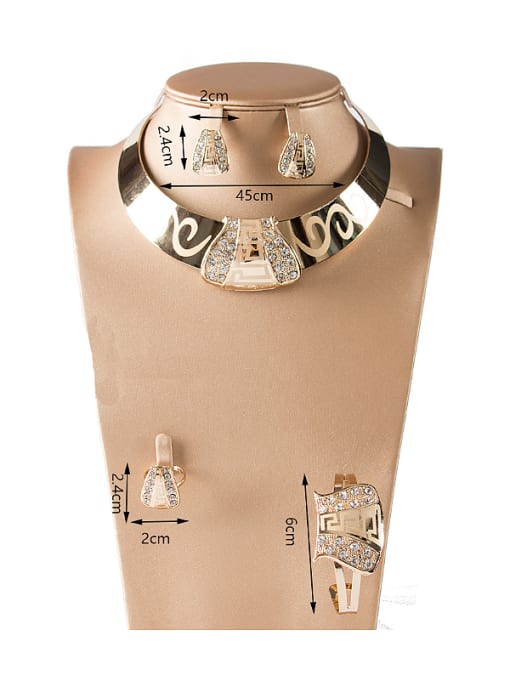 Lan Fu 2018 Rhinestones Geometric Four Pieces Jewelry Set 2