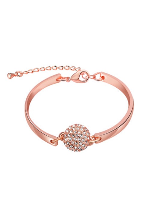 Rose Gold Adjustable Length Ball Shaped Austria Crystal Bracelet