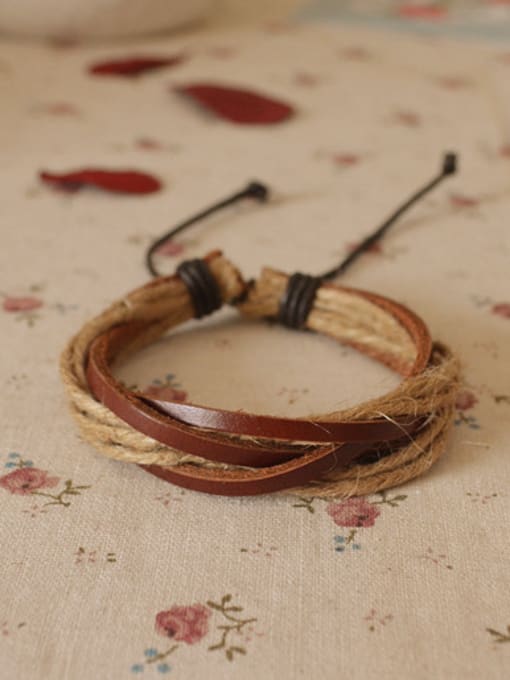 Dandelion Men Adjustable Cownhide Leather Bracelet