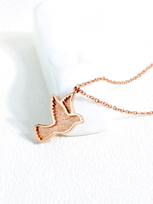 Open Sky Titanium With Rose Gold Plated Simplistic Insect Little Bird Necklaces 2