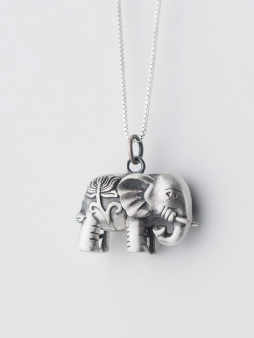 white Women Lovely Elephant Shaped S925 Silver Pendant