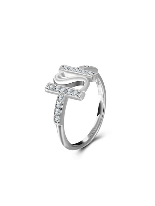 Ronaldo Exquisite Letter S Shaped Platinum Plated 925 Silver Ring 0