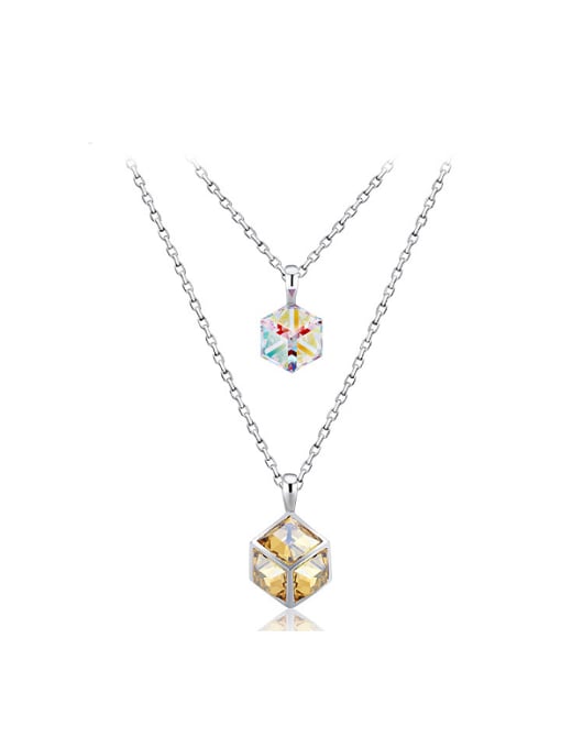 CEIDAI Double Chain Crystal Necklace 0