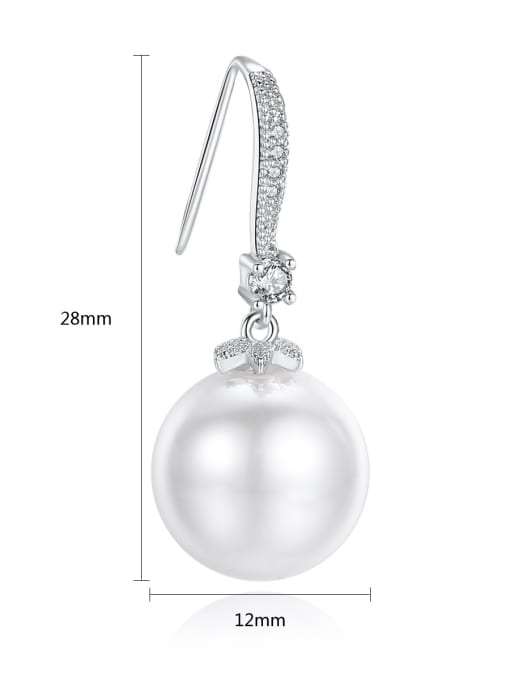 BLING SU Copper With White Gold Plated Simplistic Ball Drop Earrings 3