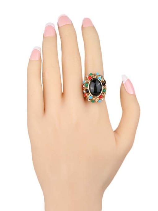 Gujin Personalized Colorful Resin stones Gold Plated Alloy Ring 1