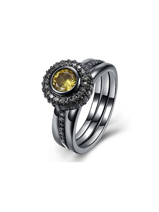 OUXI Retro style Personalized Round Zircon Ring