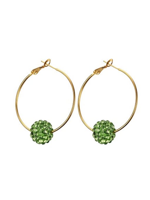 CONG All-match Green Gold Plated Rhinestone Drop Earrings 0