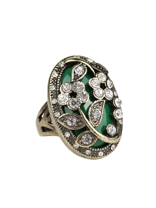 Gujin Retro style Oval Resin stone White Crystals Alloy Ring 3