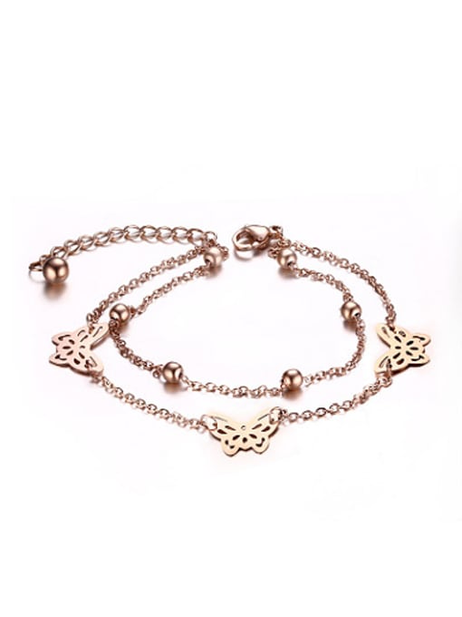 CONG Elegant Rose Gold Plated Butterfly Shaped Titanium Bracelet 0