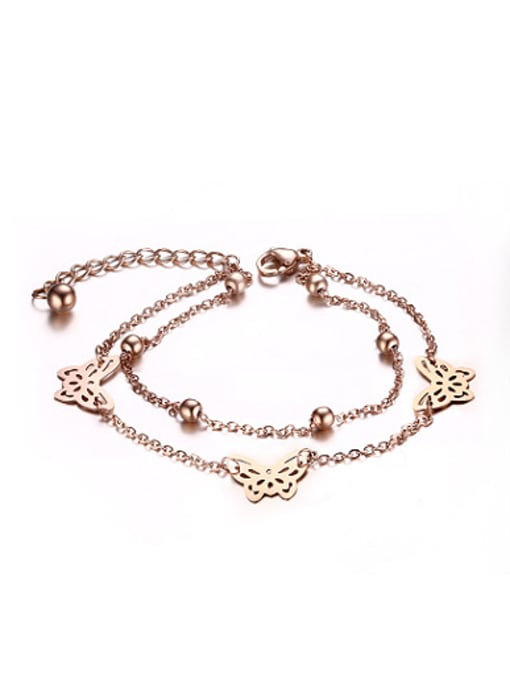 Rose Gold Elegant Rose Gold Plated Butterfly Shaped Titanium Bracelet