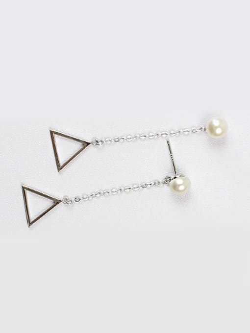 DAKA Fashion Hollow Triangle Artificial Pearl Stud Earrings 0