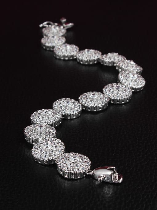 SANTIAGO Exquisite 18K White Gold Plated Round Shaped Zircon Bracelet 1