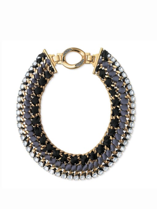 KM Alloy Gold Plated Exaggeration Hand-Knitted Necklace