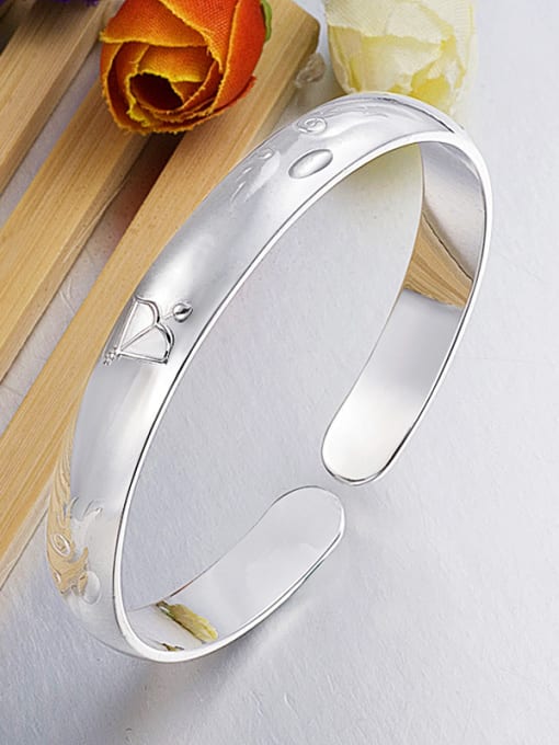JIUQIAN Fashion 999 Silver Personalized Patterns-etched Polishing Opening Bangle 1