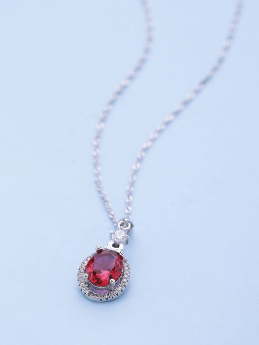 One Silver Red Oval Pendant 3