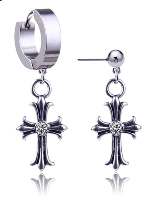 BSL Stainless Steel With Classic Cross Clip On Earrings 0